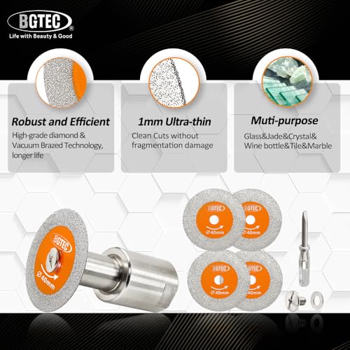BGTEC Diamond Mini Glass Cutting Saw Blade 5PCS 1 3/16" (30MM) Tile Cutter - size: 30MM*5