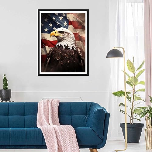 SKRYUIE 5D Eagle Diamond Painting Kits - DIY Diamond Art Kits for Adults American Flag, Full Round Drill - Crystal Cross Stitch - Adults Craft for Wall & Office Decor - 12x16 inch - color: Colorful-1