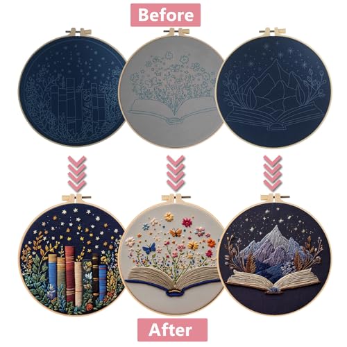 LYMIGER 3 Packs Embroidery Kit for Adults, Embroidery for Beginners (Book) - color: Book