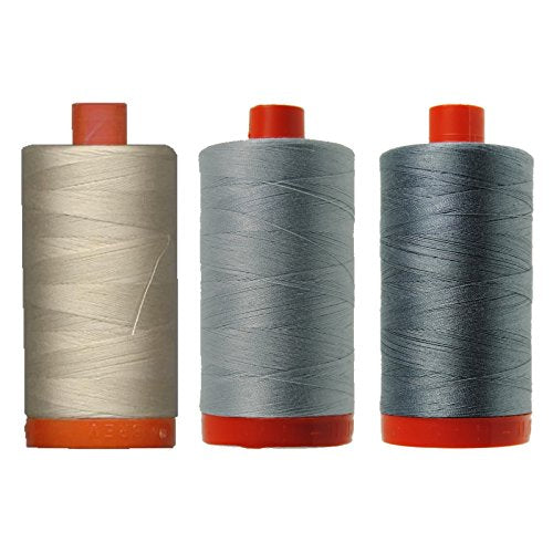 Bundle of Aurifil 50wt Egyptian Cotton Thread, Large 1422 Yard Spools, with and Without Aurifil Empty Thread Case 12 Spool Capacity (3 Spool Bundles, 2310 2600 2605) - color: 2310 2600 2605