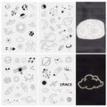 Magibeads 68 Patterns Space Theme Water Soluble Embroidery Patterns Rocket Planets Astronauts Stick and Stitch Transfer Embroidery Paper for Adult Beginners Hand Sewing Starter Kit - color: Space
