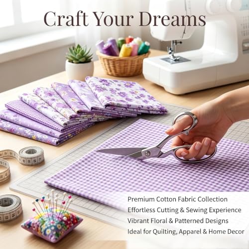 Purple Cotton Fabric Bundles, 7 pcs Precuts 15.7" x 19.7" - color: Purple Garden