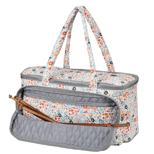 Yarn Bag-Yarn Storage Organizer with Grommets-Portable Crochet Bag for Yarn Skeins-Crochet Hooks-Knitting Needles -Other Accessories (Daisy) - color: Daisy