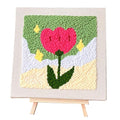 Allazone Punch Needle Embroidery Kit, Square Frame with Green and Pink Tulip Pattern, Includes Frame, Stand, Punch Needle, Scissors, Yarns, Adults Beginner Friendly - color: Green and White-2