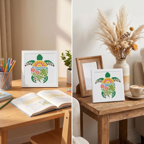 Sea Turtle Stamped Cross Stitch Kits for Beginners Adults with Framed - color: DKJ017