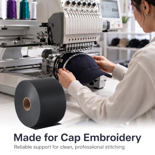 Tegeme Caps Tear Away Embroidery Stabilizer 4'' x 50 yd Roll,Black - color: Black