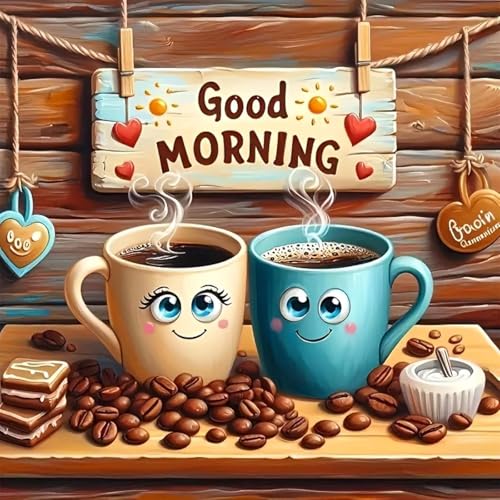 niurenmaoyi Coffee Cups Stamped Cross Stitch Kits for Beginner,14X14In - color: Cross Stitch Kits for Adults - 0525-1