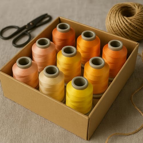 Mixed Color Embroidery Thread Set of 8 | 8057 | 9074 | 9100 | 8021 | 9132 | 8119 | 9108 | 9613 | 15 Gr Polyester Embroidery Machine Thread (8, Orange) - color: Orange