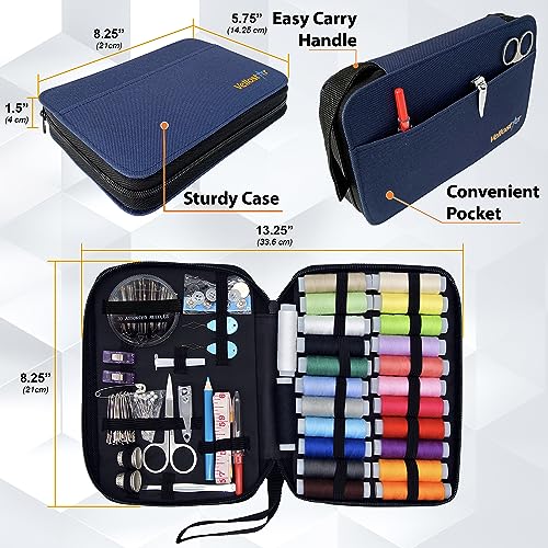 Vellostar Sewing Kit for Men & Adults - 100-Piece Navy Blue Beginner Set - color: Navy Blue