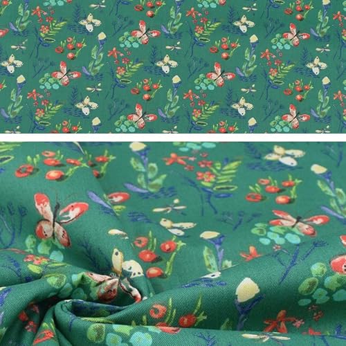 7pcs Green Floral Solid Printed 100% Cotton Quilting Fabric Fat Quarters Bundles 18 x 22 inch - Soft Cotton Squares for Quilting, Accessories, Upholstery, Crafts, and Quilt - color: Green