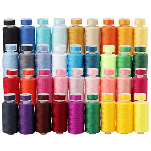 72Pcs Bobbins Sewing Threads Kit 36 Colors 500 Yards Sewing Polyester Thread Spools with 36Pcs Same Color Prewound Bobbins for Hand Sewing DIY Emergency Travel Sewing Machine Use (36 Colors) - color: 36 Colors