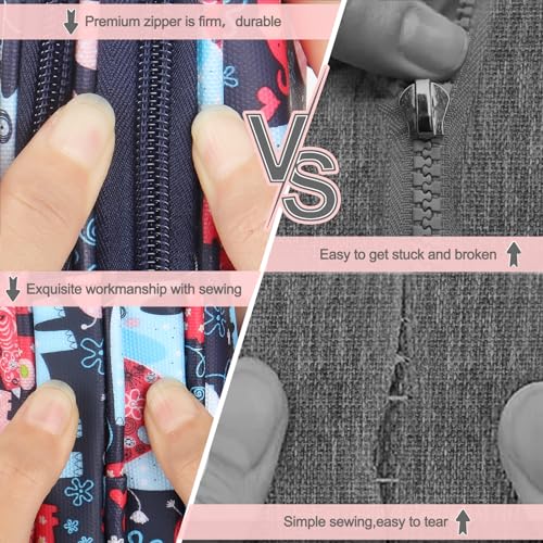Katech Portable Travel Crochet Hooks Case w/Zippe Pocket Elephant Pattern - color: Elephant Pattern