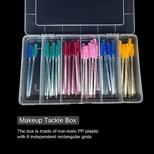 Vidifor 2 Pack 6 Grids Tackle Box Organizer Mascara Brushes Container Fishing Tackle Tray Box Plastic Storage Organizer Container for Crafts, Beads Earrings, Screws, Nail, Pins - size: Small 6 grids 2pcs no dividers