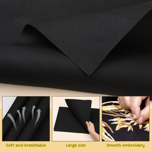 Cross Stitch Fabric, Black 14 Count 59 * 39 Inch Embroidery Fabrics - color: Black