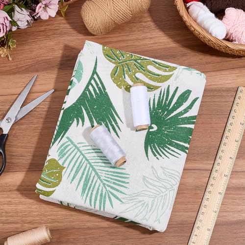 1.75 Yards White Floral Leaf Patterned Fabrics Rectangle Monstera Printed Light Colored Leaves Quilting Square Polycotton Fabric for Sewing Making Tablecloth Upholstery DIY Craft Supply - size: 1600MM, style: Green Leaf