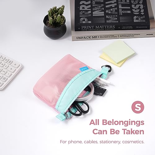 pack all 3 Pcs Water-Resistant Zipper Pouch, Mesh Zipper Bag - color: Pink, size: Set