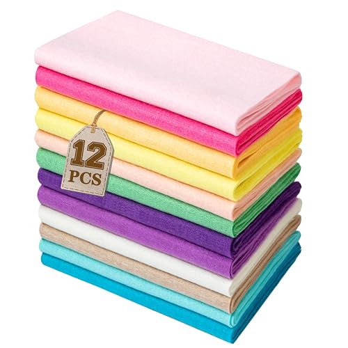 HaoFeiJH 6Pcs Felt Sheets 8"x20" (Vibrant Multicolor 12pcs) - color: Vibrant Multicolor 12pcs