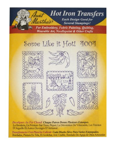 Aunt Martha's Iron On Transfer Patterns for Stitching, Embroidery or Fabric Painting, Patterns for Tea Towels/Kitchen Decor, Set of 5