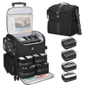 Relavel Rolling Tattoo Travel Case with 4 Inner Removable Pouches, Black - color: Black, size: Large with Trolley