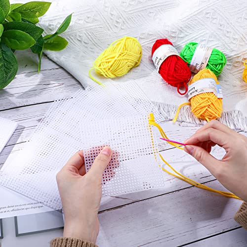Yunlly 100 Pcs 7 Count Plastic Canvas Mesh Sheets, 4.5'' Square Canvas
