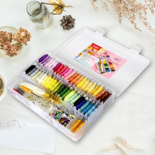 400+Pcs Friendship Bracelet String Kit String Bracelet Making Kit with 50 Skeins Embroidery Floss Cross Stitch Thread, 400Pcs Friendship Bracelet Beads, 37Pcs Embroidery Tools and Storage Box