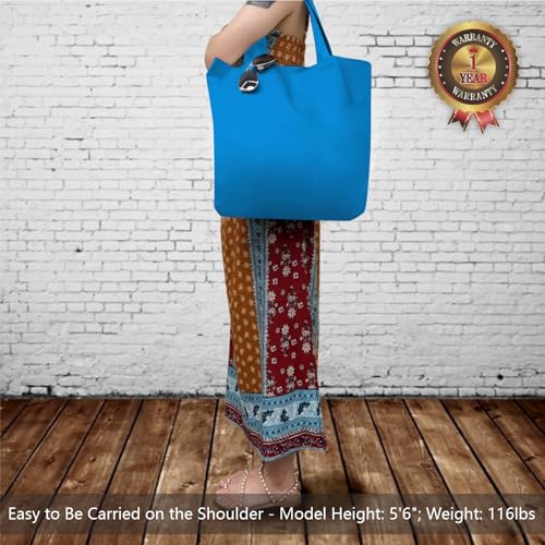 TOPDesign 1-Pack Super Strong Large 12oz Cotton Canvas Tote Bag, Reusable Grocery Shopping Cloth Bag, Fashionable Two-Tone Tote for Crafts, DIY Your Creative Designs - color: Ocean Blue