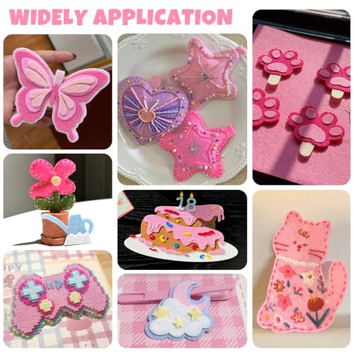 30Pcs Stiff Felt Sheets, 1mm Thick Felt Fabric Squares for Sewing & DIY - color: Pink Series
