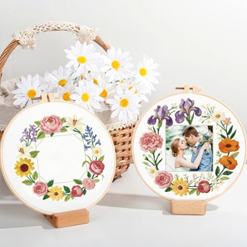 ORIGACH 4 Pack Floral Frame Embroidery Kits for Beginners - style: Floral Frame