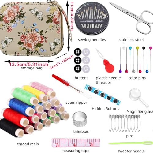 Floral Printing Travel Sewing Kit Cute Sewing Set - color: Harvest Love