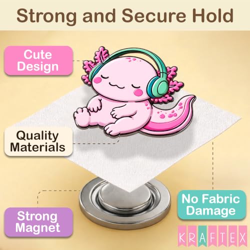 Kraftex Magnetic Needle Minder. Needleminder for Embroidery & Sewing. Cute Needlepoint Accessories. Magnetic Needle Holder for Cross Stitch. Cute Magnet Pin Gift - color: Axolotls