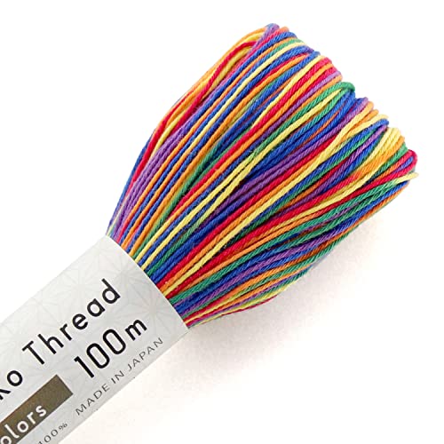 Olympus Thread Olympus sashiko Thread 111 yd Cotton Quilting Boro Embroidery (301 Rainbow)