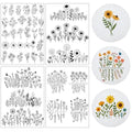 Flower Water Soluble Embroidery Patterns - 4 Sheets 40 Pcs Stick and Stitch Embroidery Papers Wash Away Pre-Printed Floral Pattern Transfers, Customized Gift for Hand Sewing Lover Beginners - size: Pattern: Flower (Style 1)