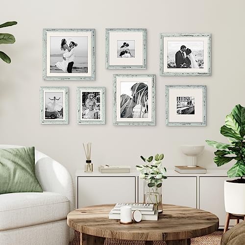 AEVETE Picture Frame 10x10 Light Green Photo Frame Rustic for Wall and Desk - color: Rustic Green, size: 10x10