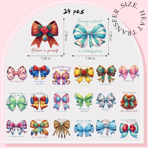 20 Pcs Bows Princess Bows DTF Transfers Ready to Press - style: Princess Bow