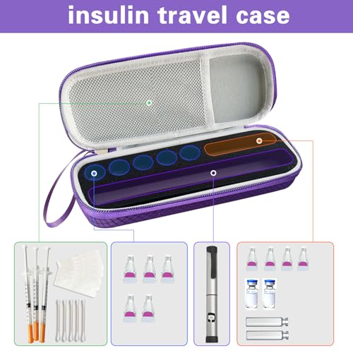 Purple Insulin Peptide Pen Travel Case with Rhombic Texture