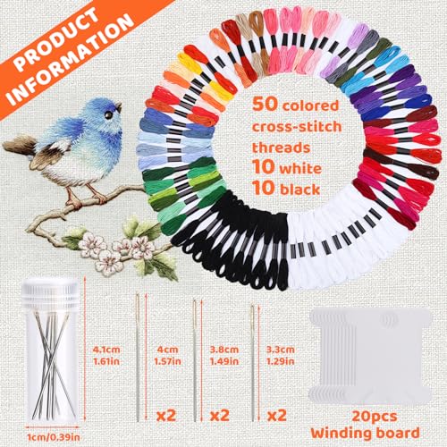 Embroidery Floss, 70 Skeins Rainbow Color Cross Floss Stitch Thread - color: Mixed Colors
