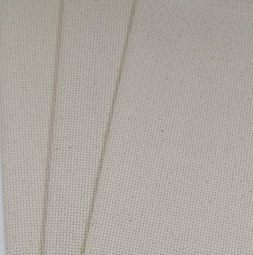 KCS 3 pc of 12" x 18"(30cmx45cm) 16 Count Cotton Aida Cloth Cross Stitch Fabric (Oatmeal,16CT) - color: Oatmeal, size: 16CT