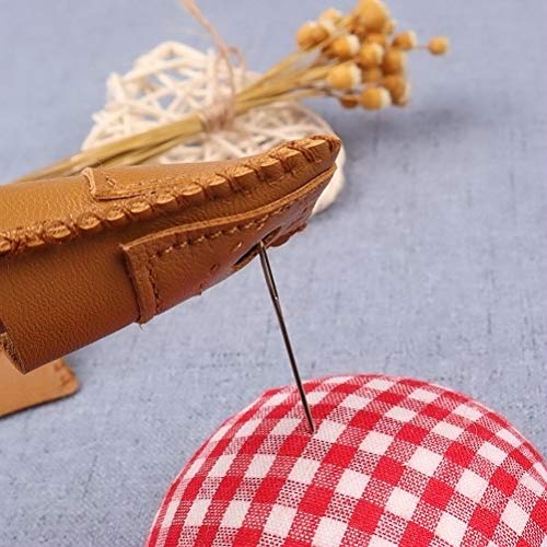 4-Piece Leather Finger Protector Coin Thimble Pads for Hand Sewing Quilting Knitting Pin Needles Craft DIY Tools, 2 Sizes