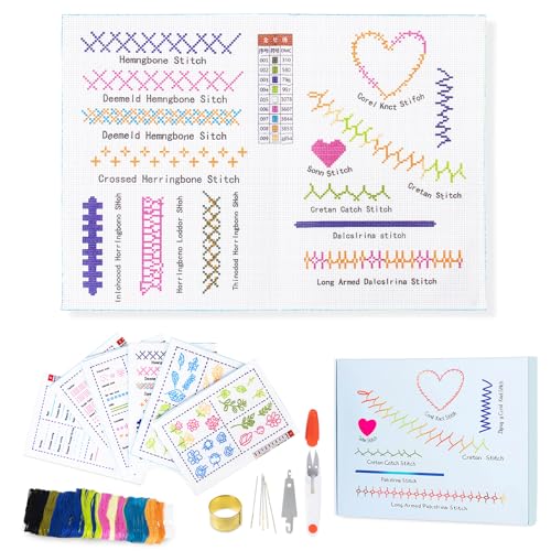 XuZBDia 18CT Checkered Embroidered Fabric Stitch Book,12 Pages Water Soluble Printing Pattern Embroidery Book Embroidery，Gifts That Can Be Given to Women