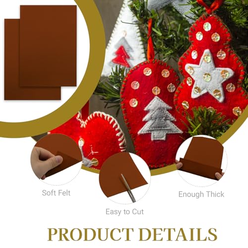 12 Pcs Felt Sheets, 7x11 Inch Stiff Felt for Crafts DIY, Brown - color: Brown