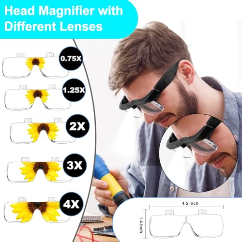 Magnifying Glass with Light Hands Free Magnifying Glasses Headset - color: Black, size: Without Case