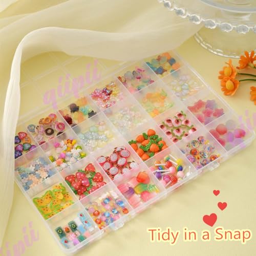qiipii 3Pcs 24-Grid Clear Plastic Organizer White Fixed Compartment Storage Box for Rhinestones Beads, Earrings Art DIY Craft Jewelry, Diamond Accessories Small Parts, Items (7.48"L x 5.12"W x 0.6"H) - color: 24 Grids, size: 3 Pcs