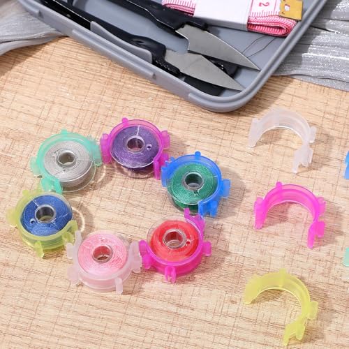 100 Pcs Sewing Bobbin Clips, Colorful Plastic Bobbin Holder Clamps Thread Clips Spool Organizers, Prevent Unwinding Thread Tails for DIY Craft Embroidery Sewing Machine Accessories