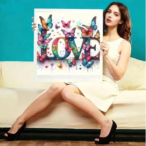 niurenmaoyi Stamped Cross Stitch Kits for Beginners,Counted Embroidery Craft Kits for Adults,Needlepoint Kits for Adults,Butterfly Love Wall Art 13.8X13.8In - color: Cross Stitch Kits0111-05