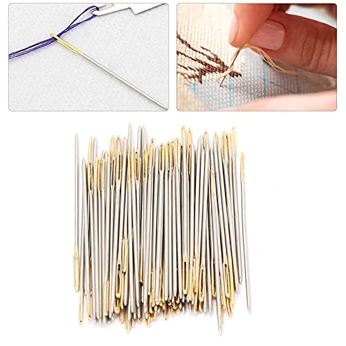 100Pcs Sewing Needles Large Eye Hand Sewing Needles, Large Eye Stitching Needles Cross Stitch Needles with Storage Box for DIY Embroidery Sewing(#26)