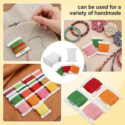 200 Pcs Embroidery Floss Bobbins, Embroidery Thread Storage Floss Holder Supplies Bobbins for Cross Stitch Embroiderys Cotton Thread(Paper)