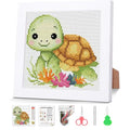VIGEGU Turtle Stamped Cross Stitch Kits for Adult Beginner with Frame - color: Turtle