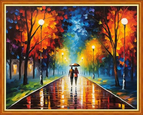 Dooxvey Cross Stitch Kits for Adults Beginners - Full Range of Cross-Stitch & Embroidery Kits - 11CT Patterns - Lovers Walk 16x20 inch - color: Artpattern12