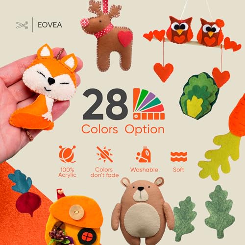 EOVEA | Acrylic Felt Fabric by The Yard | 72" Wide | 1.6mm Thick | Soft & Durable Non-Fraying Felt | for DIY Crafts, Sewing, Upholstery, Costumes & Padding(Orange, 1 Yard) - color: Orange, size: 1 Yard