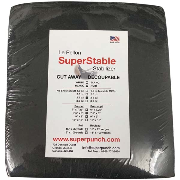 Superpunch Cutaway Embroidery Stabilizer, 2.5 oz, Black, 7.5 x 8 in - color: Black, size: 7.5 inch x 8 inch, 500 Precut Sheets